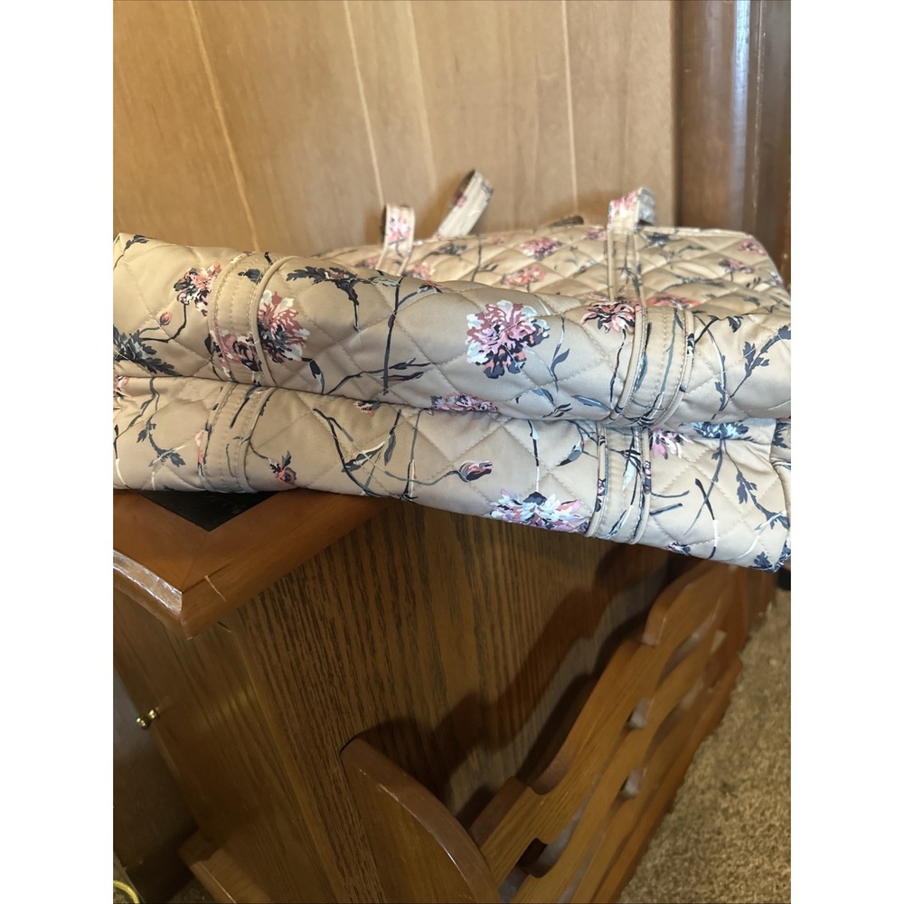 Vera Bradley Strawflowers Large Tote Performance In Tan - Picture 4 of 8